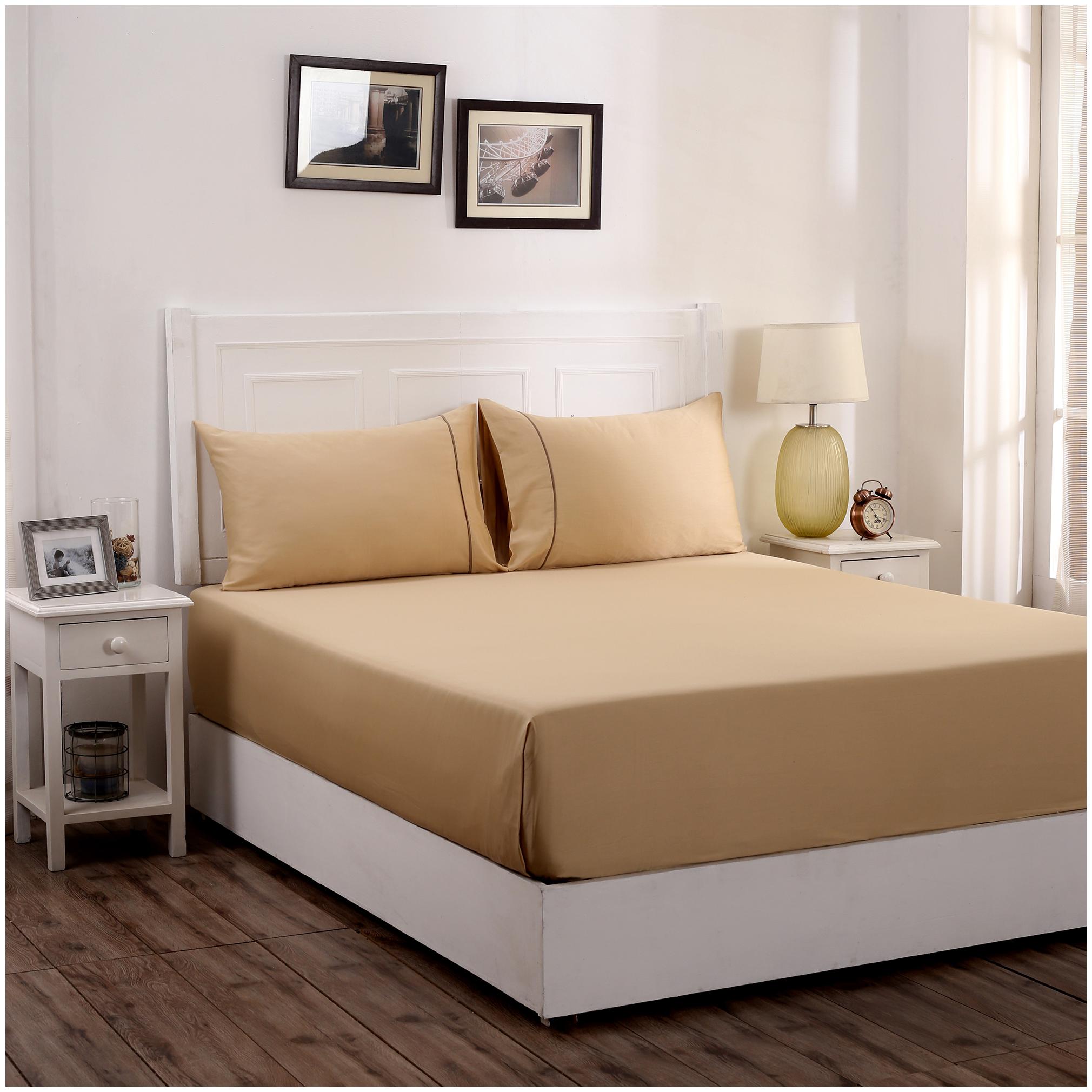 

Maspar Cotton Solid King Size Bedsheet 300 TC ( 1 Bedsheet With 2 Pillow Covers Golden )