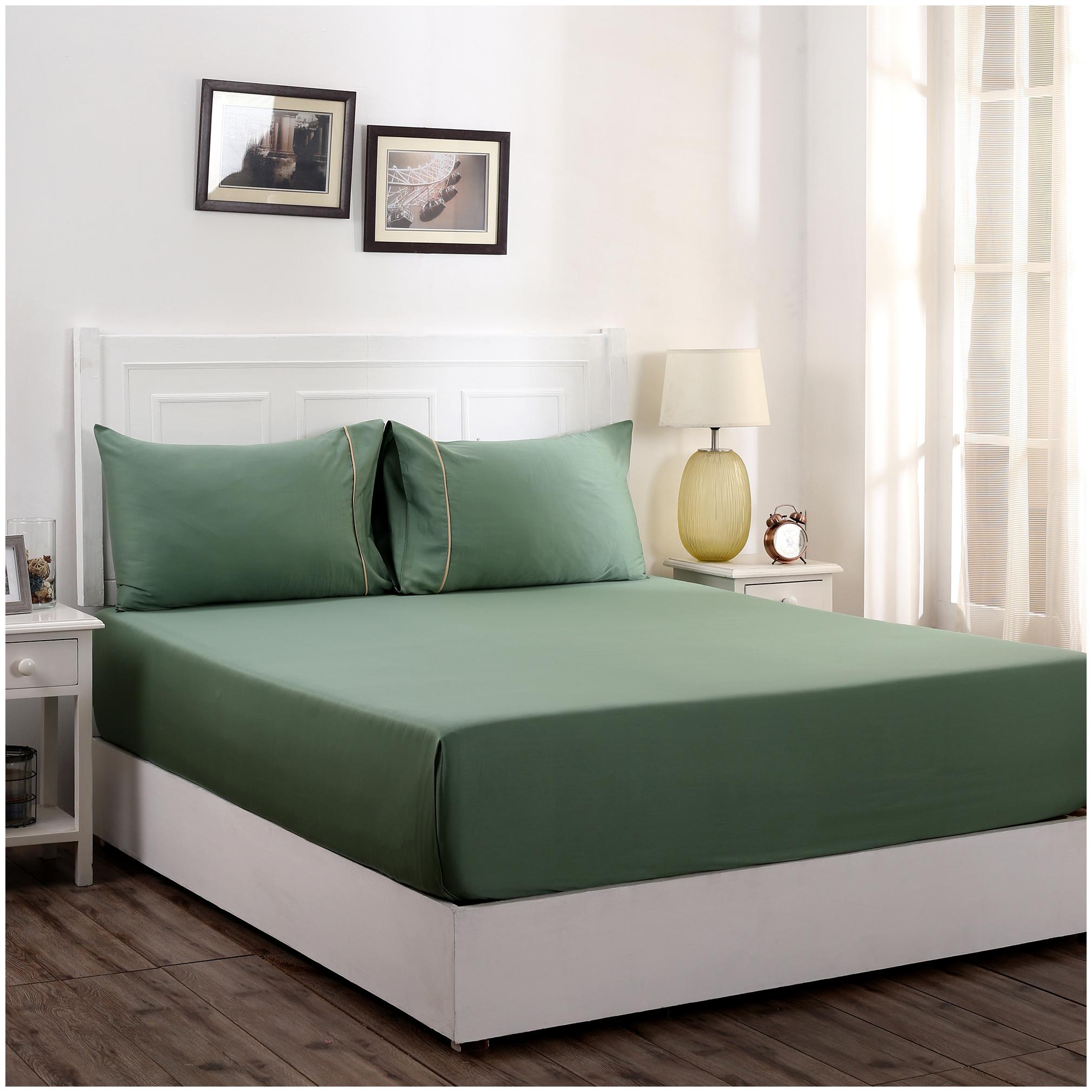 

Maspar Cotton Solid Single Size Bedsheet 300 TC ( 1 Bedsheet With 1 Pillow Covers Green )