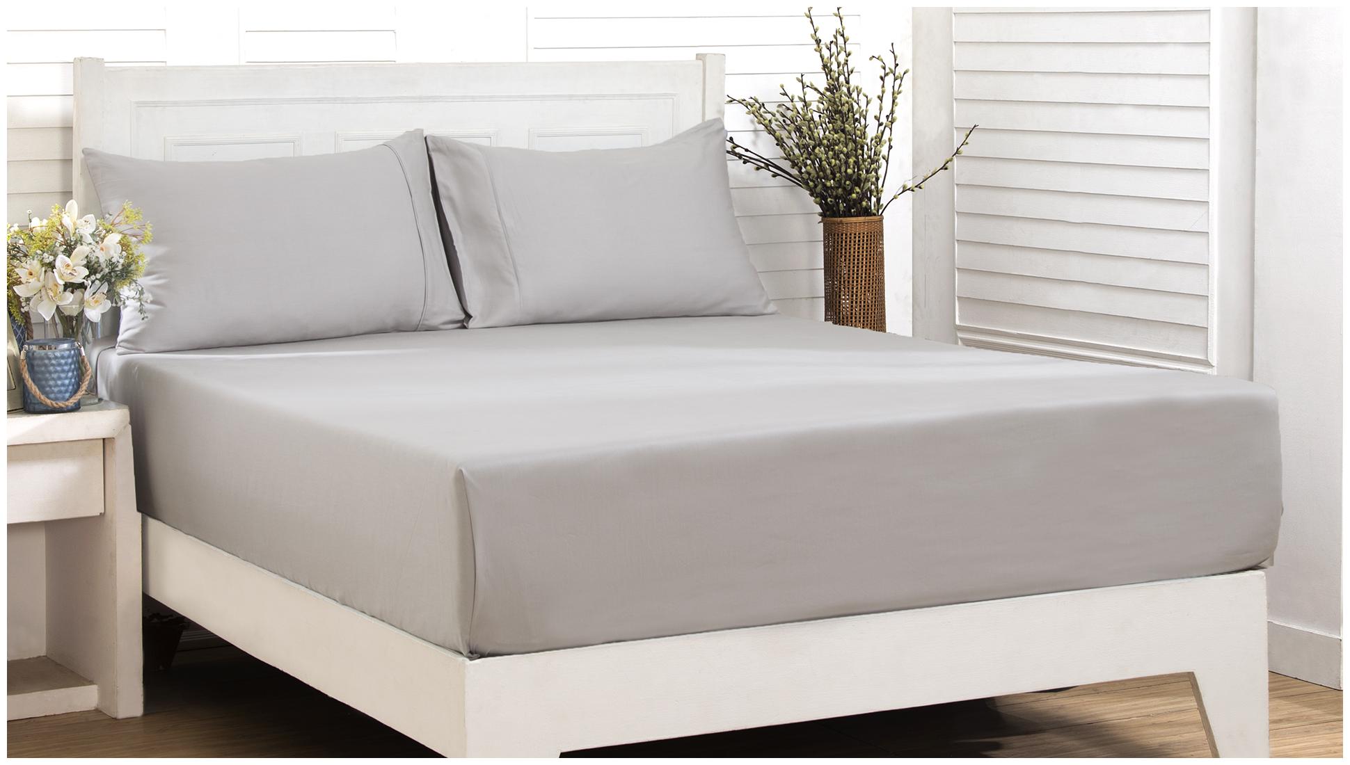 

Maspar Cotton Solid Double Size Bedsheet 200 TC ( 1 Bedsheet With 2 Pillow Covers Grey )