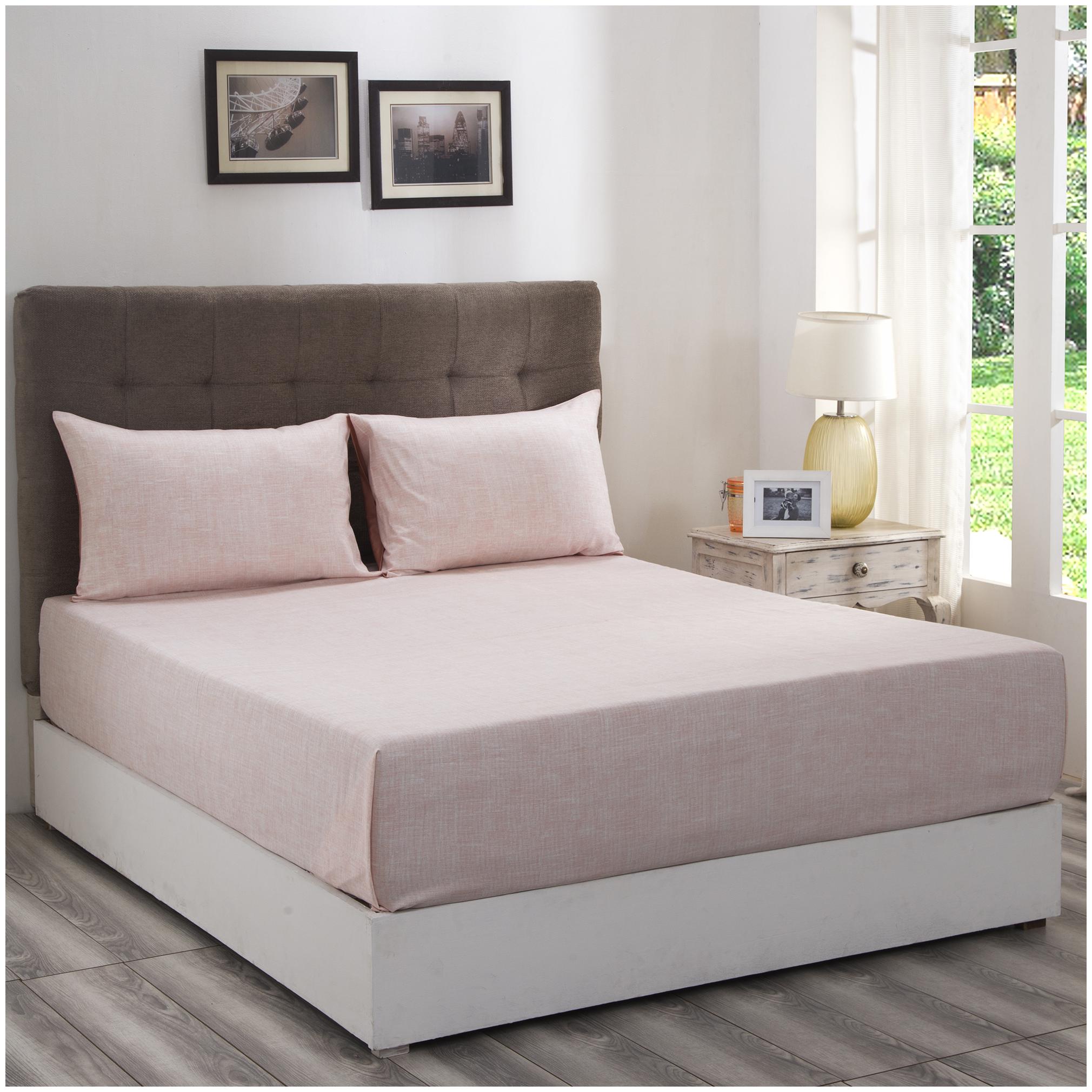 

Maspar Cotton Solid Queen Size Bedsheet 210 TC ( 1 Bedsheet With 2 Pillow Covers Peach )