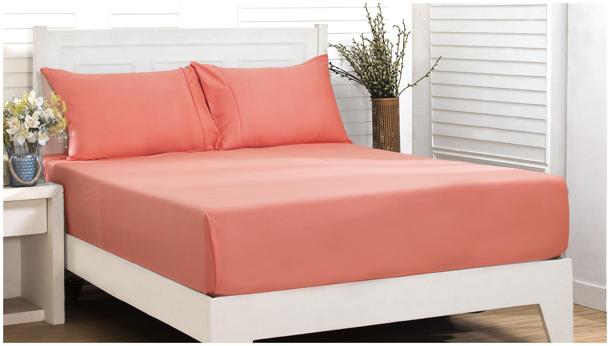 

Maspar Cotton Solid Double Size Bedsheet 200 TC ( 1 Bedsheet With 2 Pillow Covers Peach )