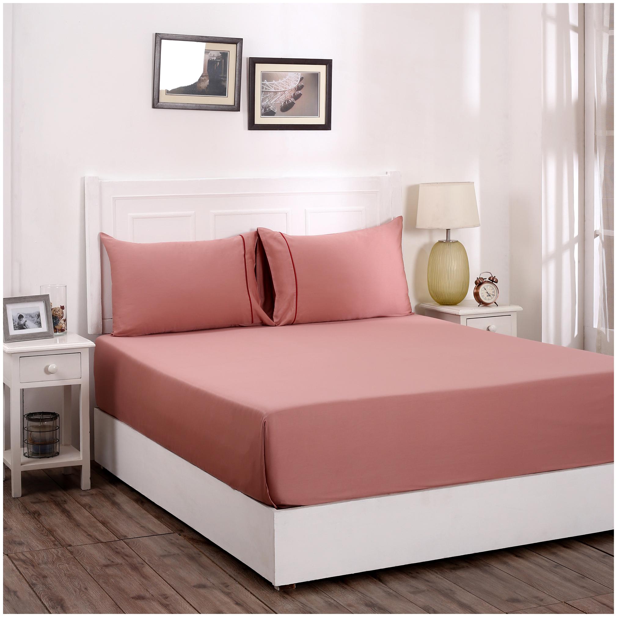 

Maspar Cotton Solid King Size Bedsheet 300 TC ( 1 Bedsheet With 2 Pillow Covers Pink )