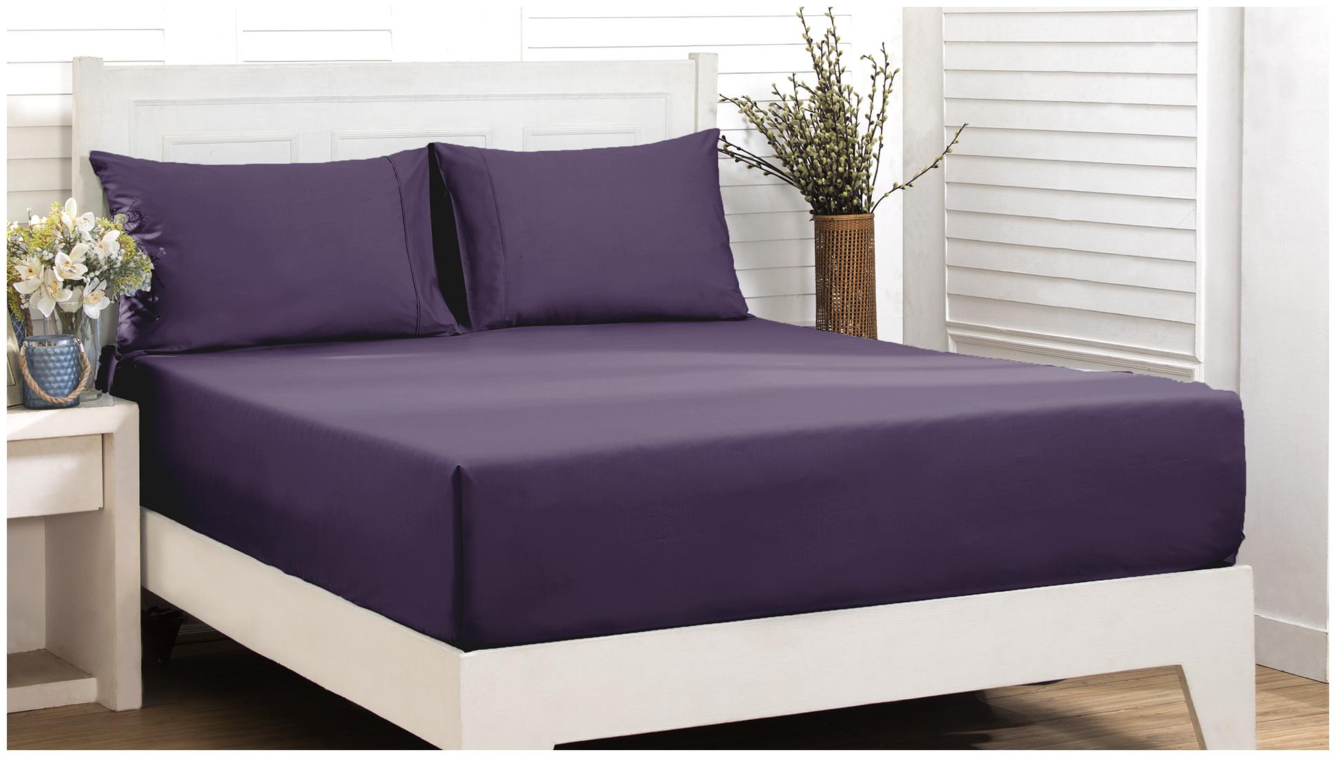 

Maspar Cotton Solid Double Size Bedsheet 200 TC ( 1 Bedsheet With 2 Pillow Covers Purple )