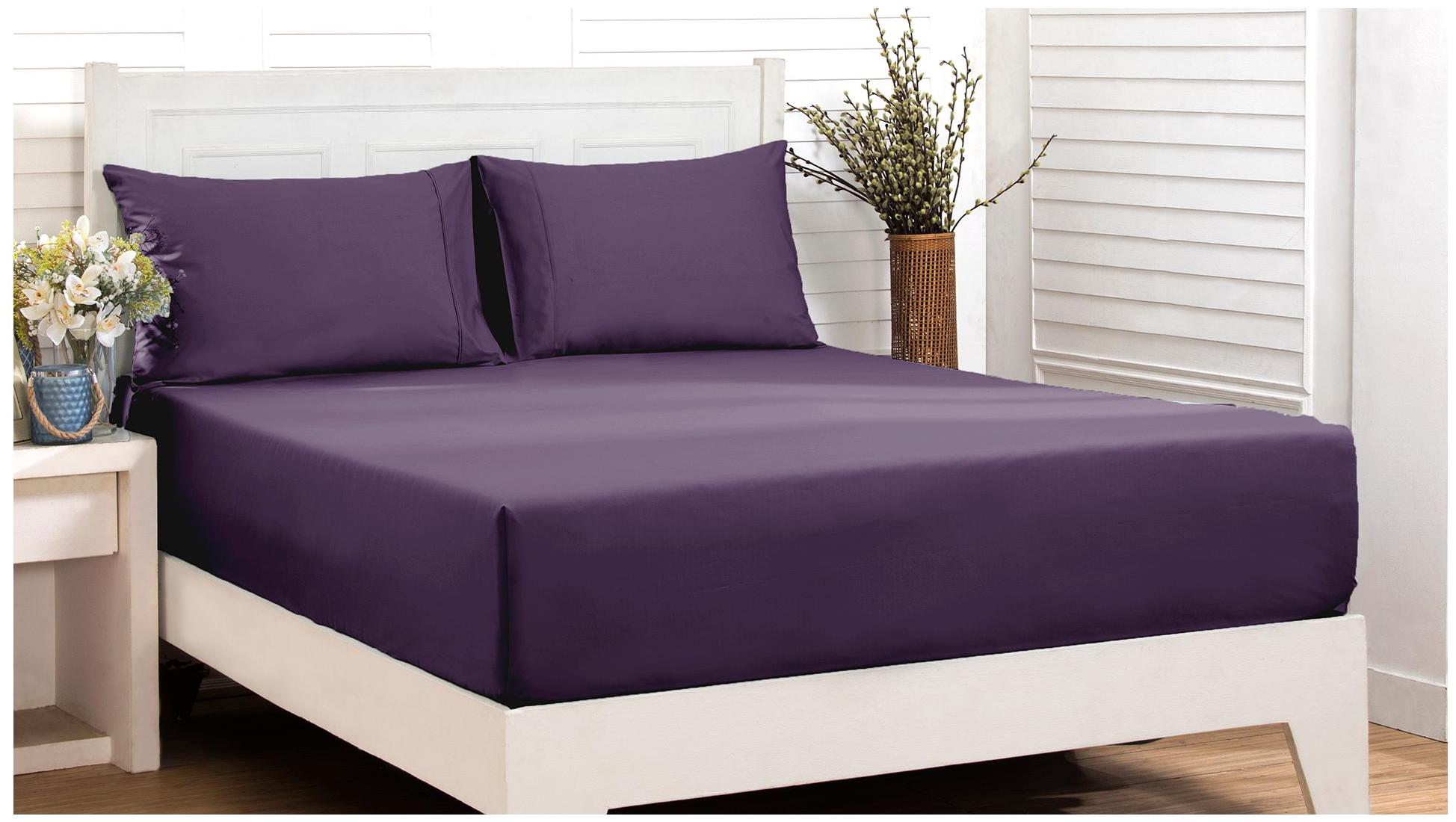 

Maspar Cotton Solid King Size Bedsheet 200 TC ( 1 Bedsheet With 2 Pillow Covers Purple )