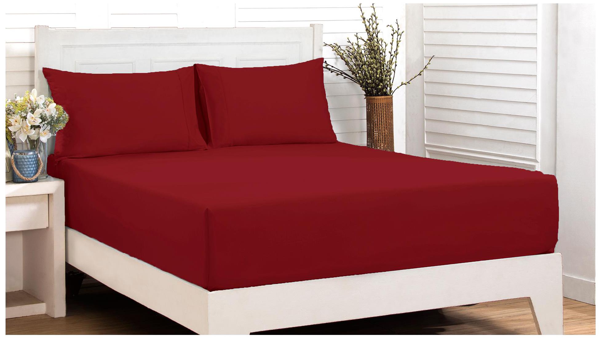

Maspar Cotton Solid Single Size Bedsheet 200 TC ( 1 Bedsheet With 1 Pillow Covers Red )
