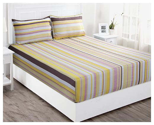 

Maspar Cotton Striped Double Size Bedsheet 210 TC ( 1 Bedsheet With 2 Pillow Covers Multi )
