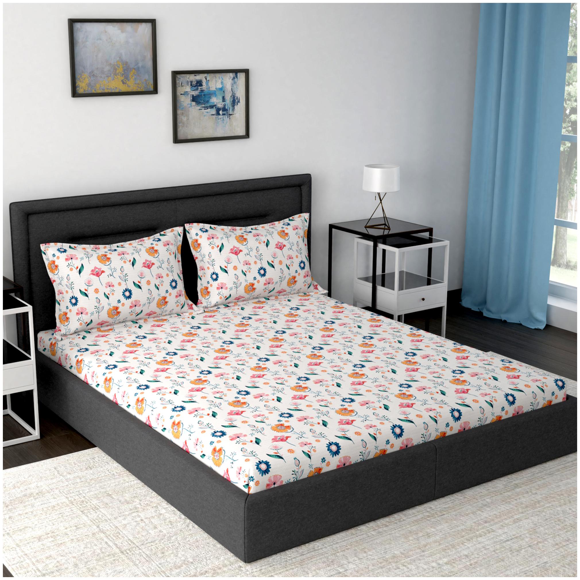 

Maspar Cotton Abstract Double Size Bedsheet 160 TC ( 1 Bedsheet With 2 Pillow Covers Multi )