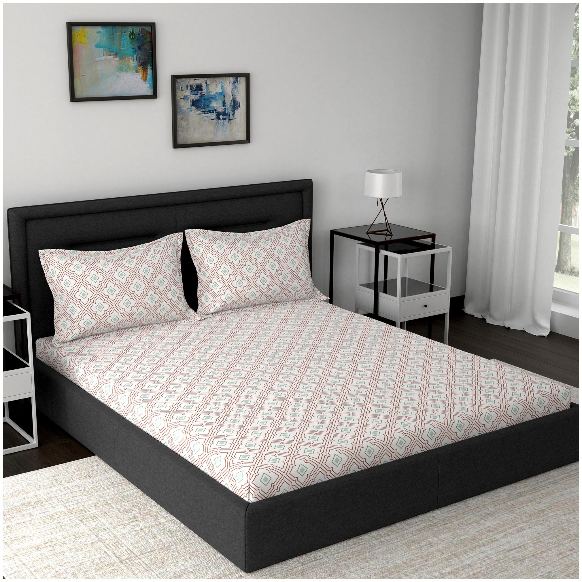 

Maspar Cotton Abstract Double Size Bedsheet 210 TC ( 1 Bedsheet With 2 Pillow Covers Multi )
