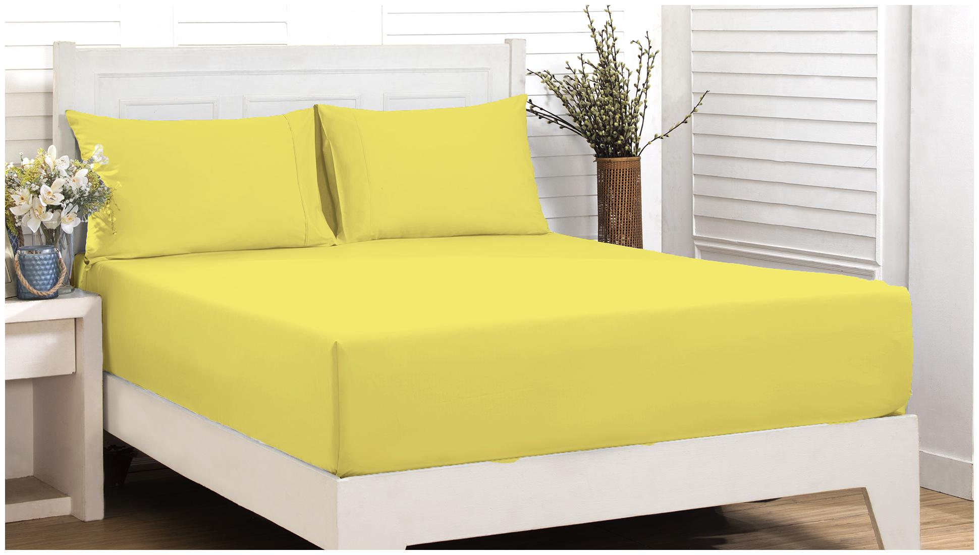 

Maspar Cotton Solid Single Size Bedsheet 200 TC ( 1 Bedsheet With 1 Pillow Covers Yellow )
