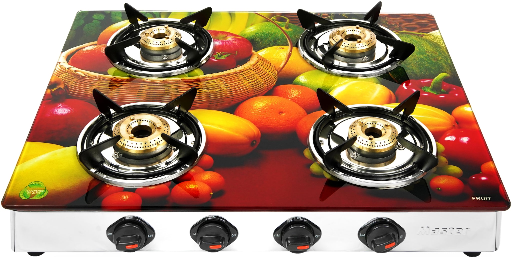 

Master Fruity Desighner 4 Burner Regular Orange Gas Stove ISI Certified