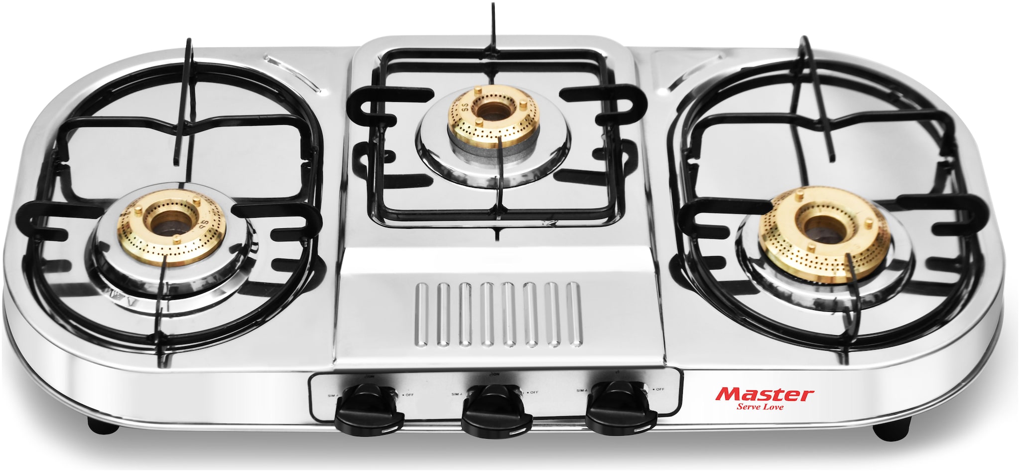 

Master Glare 3 Burner Regular Silver Gas Stove ISI Certified