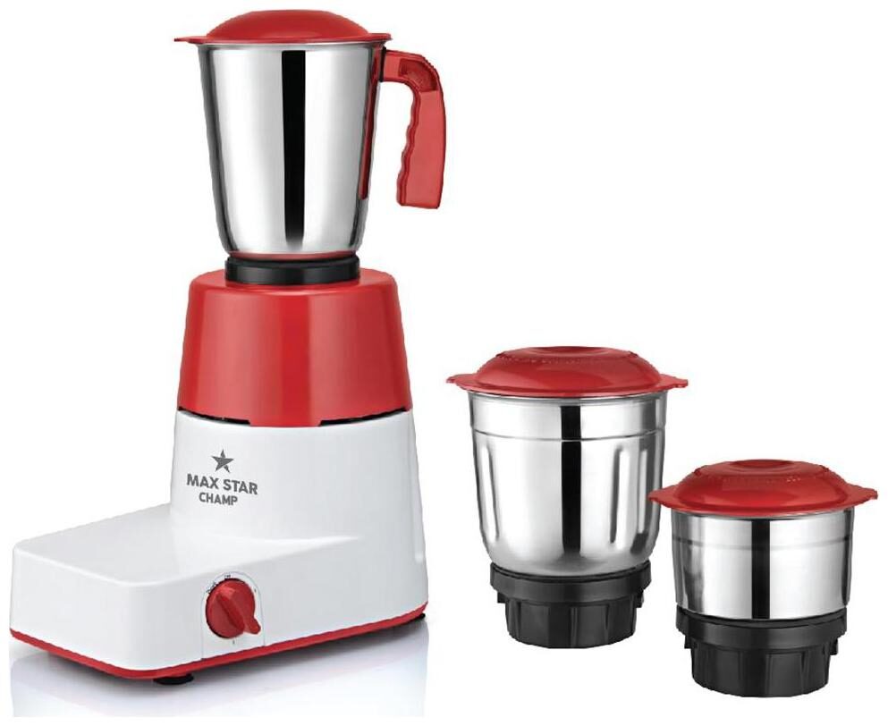 

Maxstar MG11 CHAMP 500 W Mixer Grinder ( Red White 3 Jars )