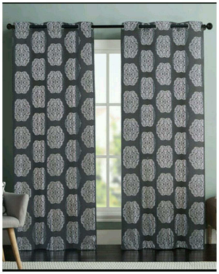 

Mayra metallic collection 76-Inch X 84-Inch Metallic panel pair gray silver foil
