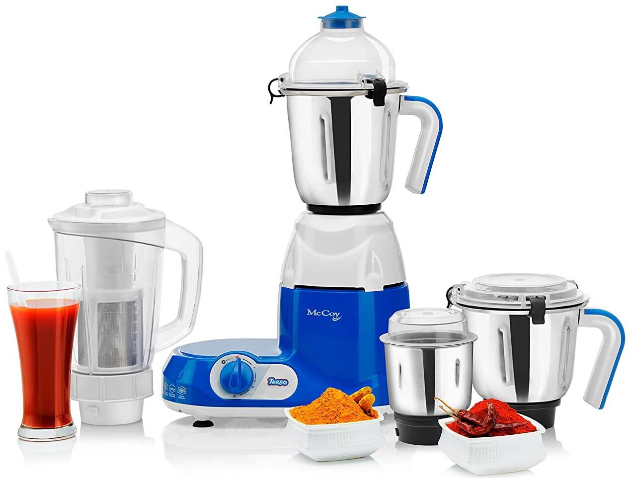 

Mccoy TURBO 750 W Mixer Grinder ( Blue 4 Jars )