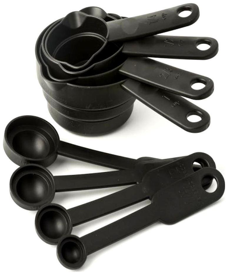

Measuring Cups And Spoons - 8 pcs Set For kitchen Black