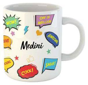 Medini Name Printed Ceramic Coffee Mug. Best Gift For Birthday by AshvahTM