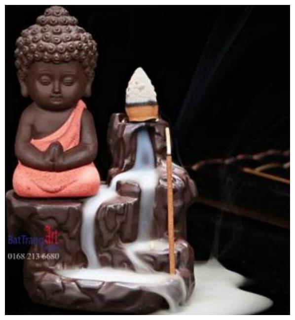 

Meditating Monk Buddha Smoke Back flow Cone Incense Holder Decorative Showpiece Ceramic Buddha Smoke Fountain Fog Fountain Buddha For Home Decor