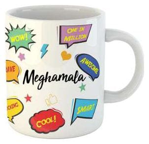 Meghamala Name Printed Ceramic Coffee Mug. Best Gift For Birthday by AshvahTM