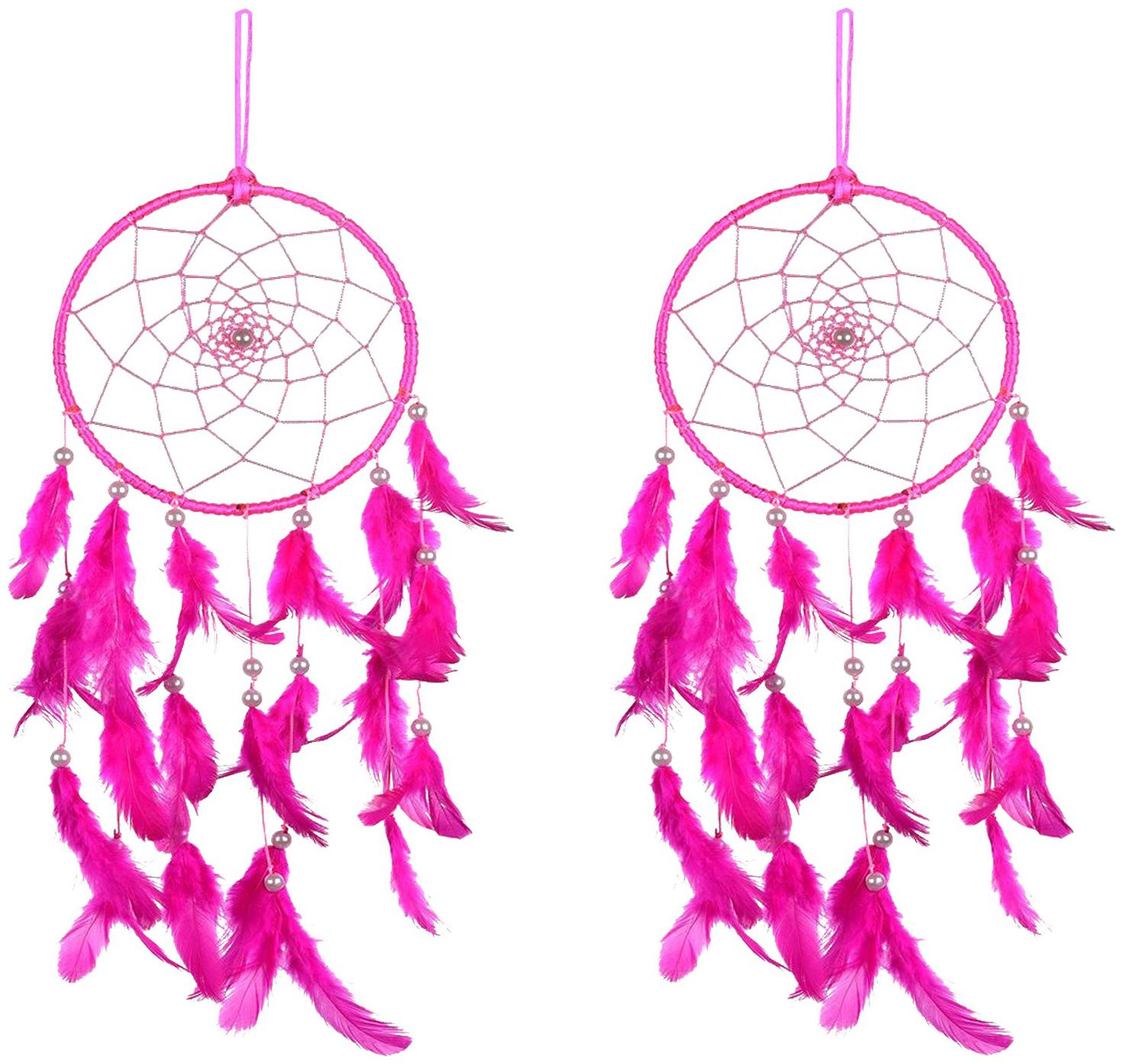 

Meher Collection Pink color Medium Size Dream Catcher Combo (Pack of 2) Traditional Indian Wall Art for Bedrooms Home Wall Hanging Design