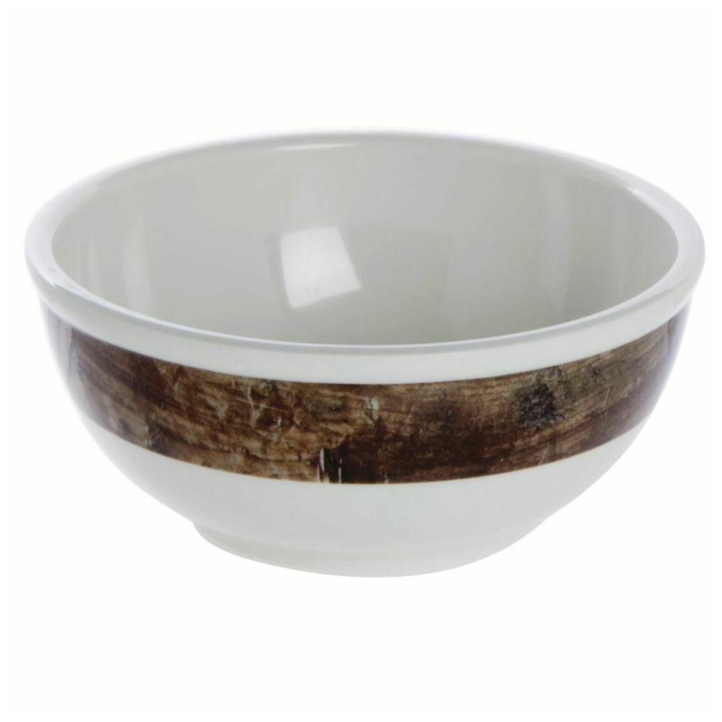 

Melamine Serving Bowl With Wood Look Trim - 8 Dia x 3 1 2 H