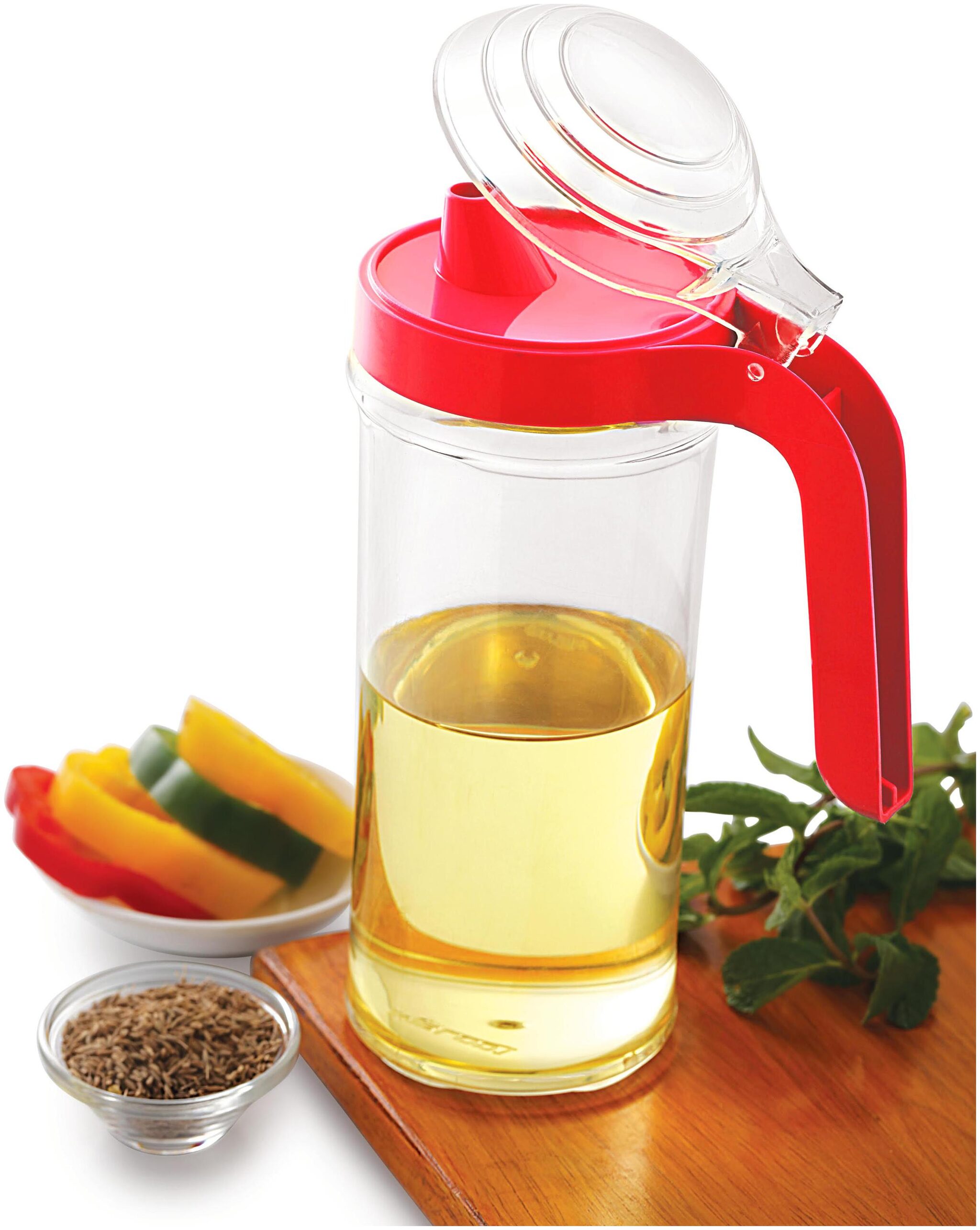 

Melodi Leak Proof Oil Dispenser Easy Flow Oil Storage 900 ml Red