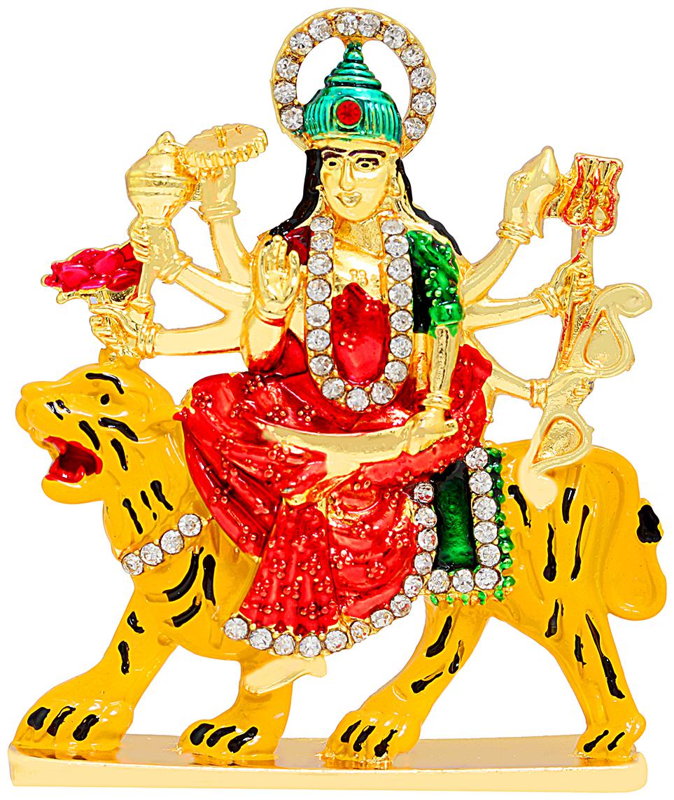 

Memoir Brass Colourful Sherawali Mata Durga Idol Stand Showpiece