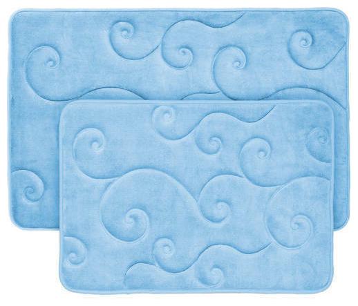 

Memory Foam Bath Mat Set Coral Fleece Embossed Pattern 2-Piece Non-slip Blue