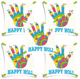 Mesleep Set Of 5 Happy Holi Cushion Covers