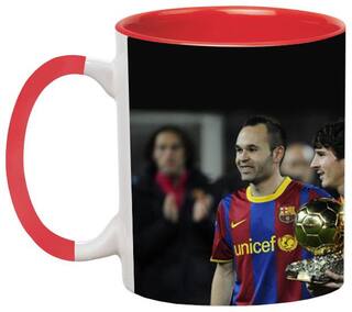 Messi;Iniesta and Zavi Ceramic Coffee Black Mug by Ashvah-Mug-1952-Red