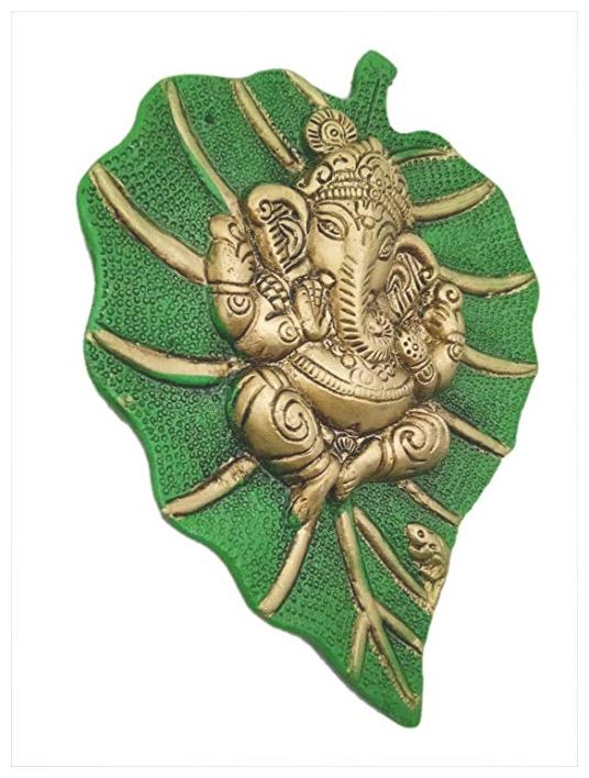 

Metal Wall Hanging of Lord Ganesha on Leaf (L-6 W-0 5 H-7 5)