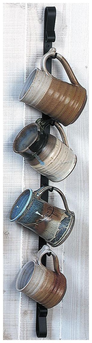 

Metal Wall Mug Rack - Vertical - Holds 4 Mugs - Made in the USA