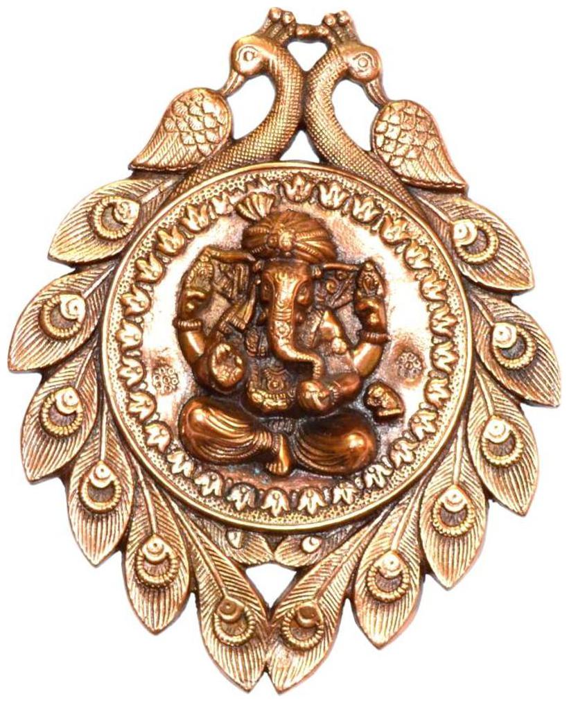 

Metalic Peacock Feather Ganpati Wall Hanging