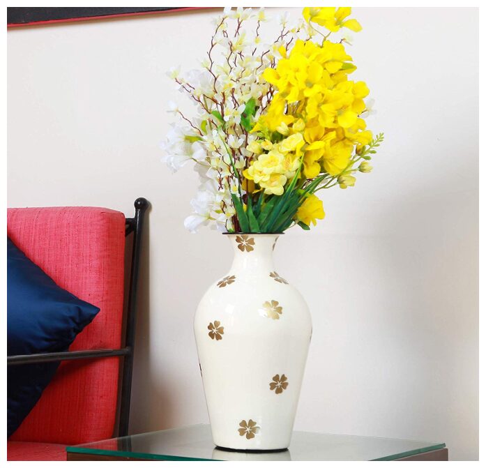 

Metallic Glossy Finish Printed Flower Vase(12 inch Cream)