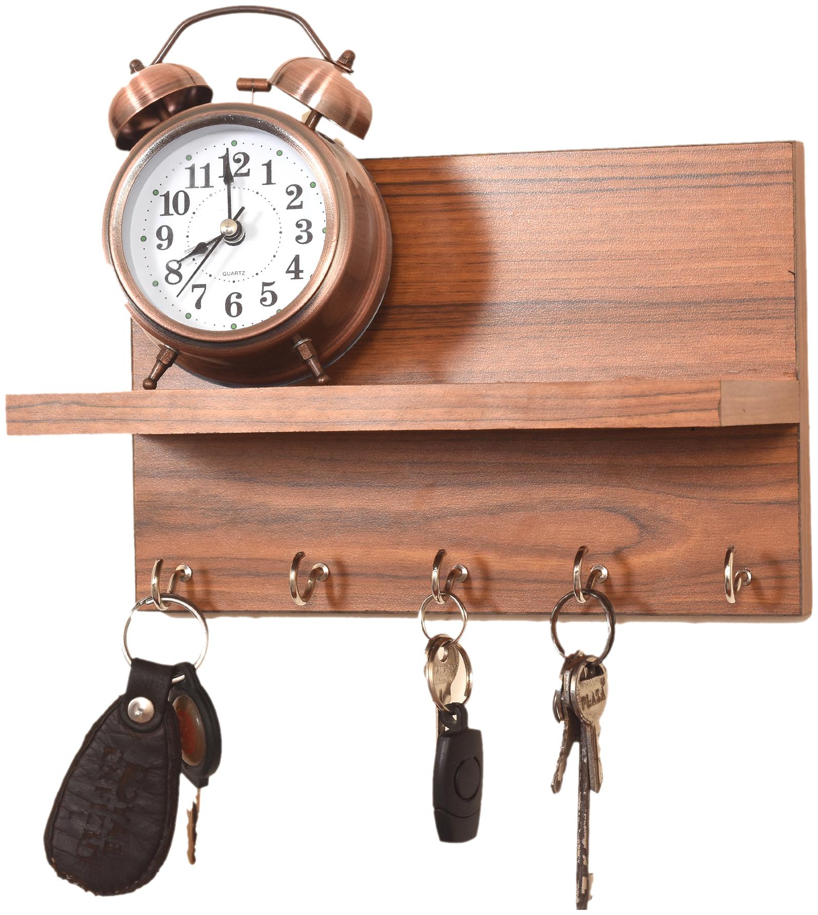 

Metvan 5 Hook key holder Wooden Wall Shelf