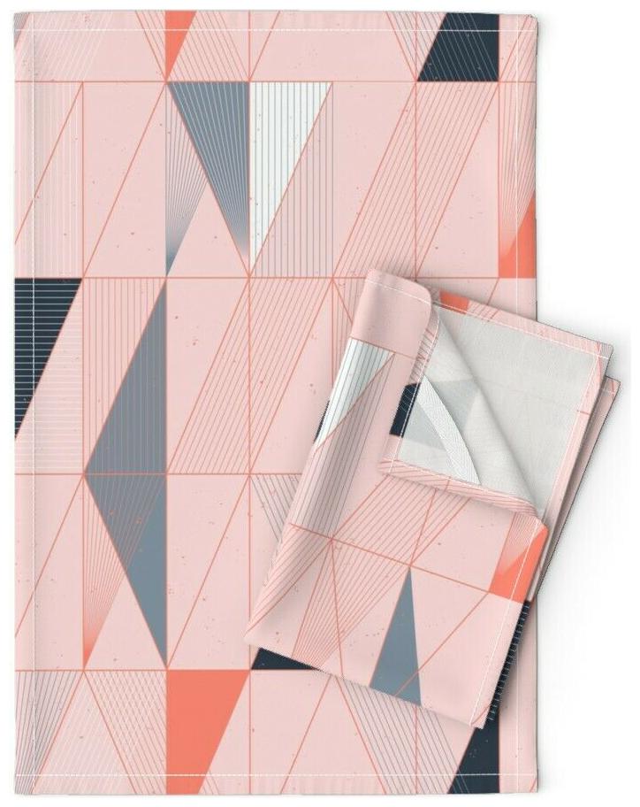 

Miami Sunset Mod Art Deco Geometric Linen Cotton Tea Towels by Roostery Set of 2