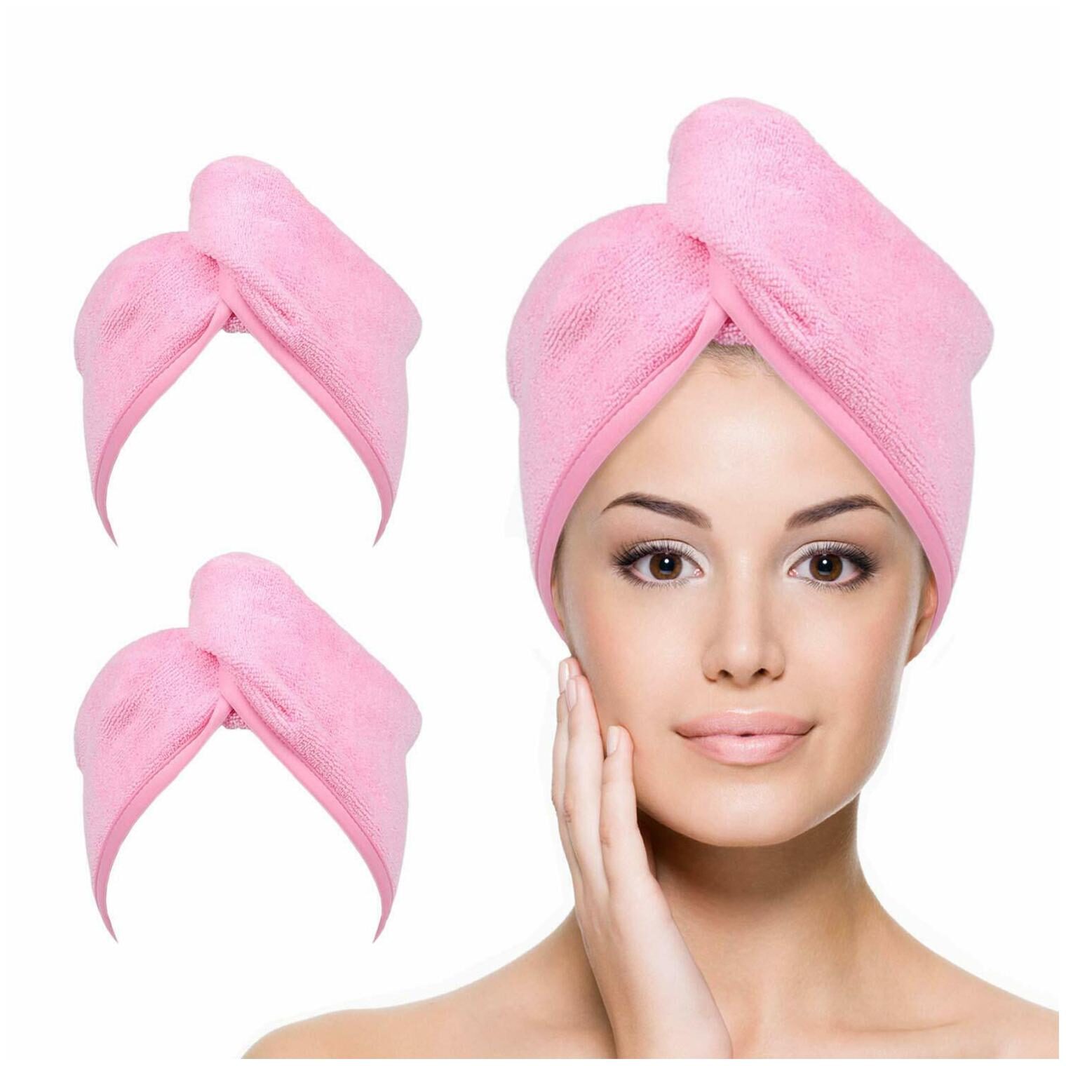 

Microfiber Hair Towel Wrap for Women 2 Pack 10 inch X 26 inch Pink NEW