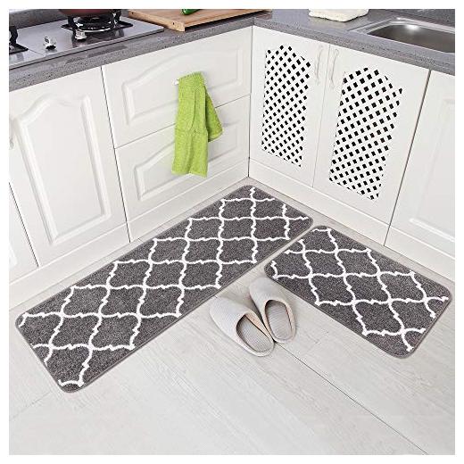 

Microfiber Moroccan Trellis Non Slip Soft Kitchen Mat Bath Rug Doormat Grey New