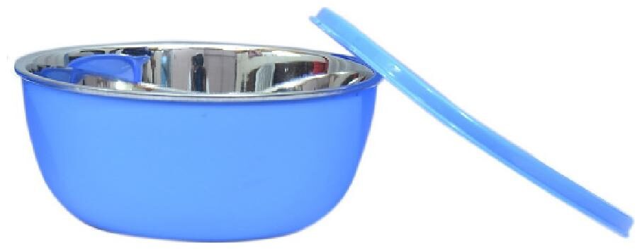 

Microwave Safe Stainless Steel Plastic Coated Blue Bowl(Set of 1)-13 cm Each