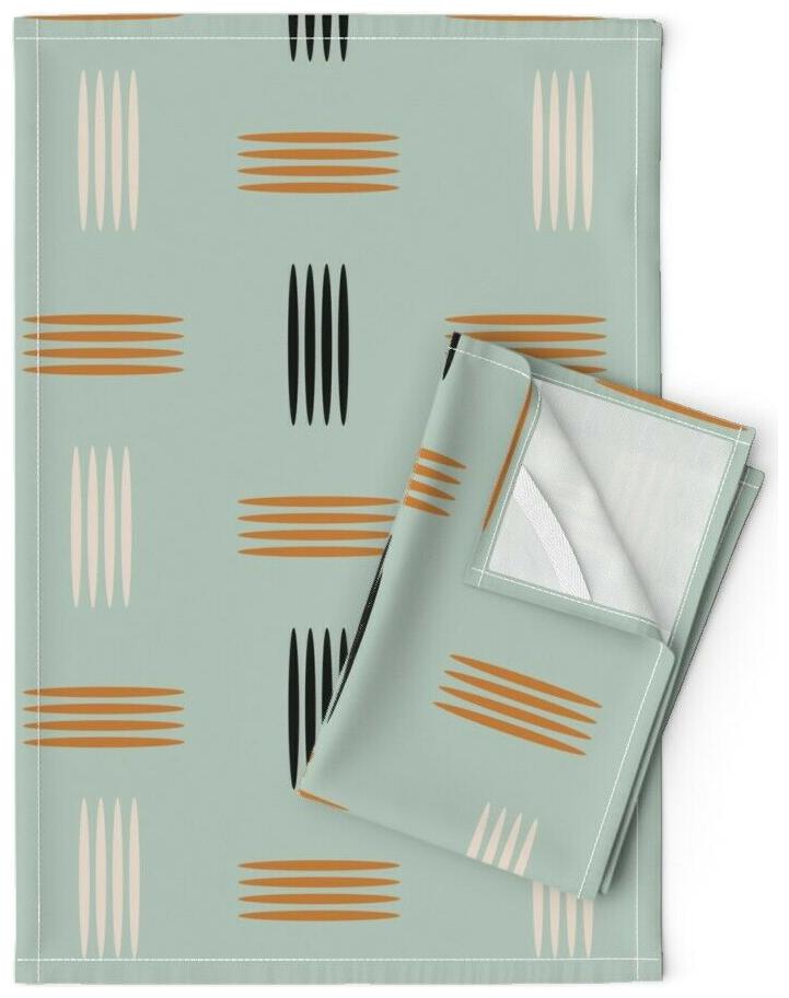 

Mid Century Modern 50S 60S Mod Linen Cotton Tea Towels by Roostery Set of 2