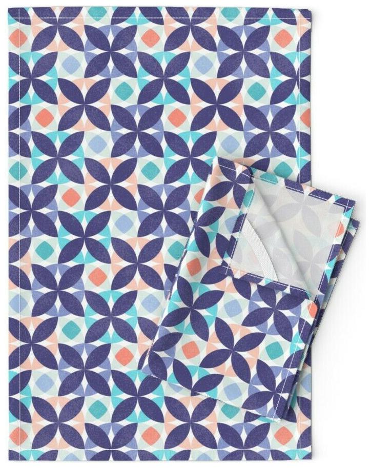 

Mid Century Modern Floral Abstract Linen Cotton Tea Towels by Roostery Set of 2