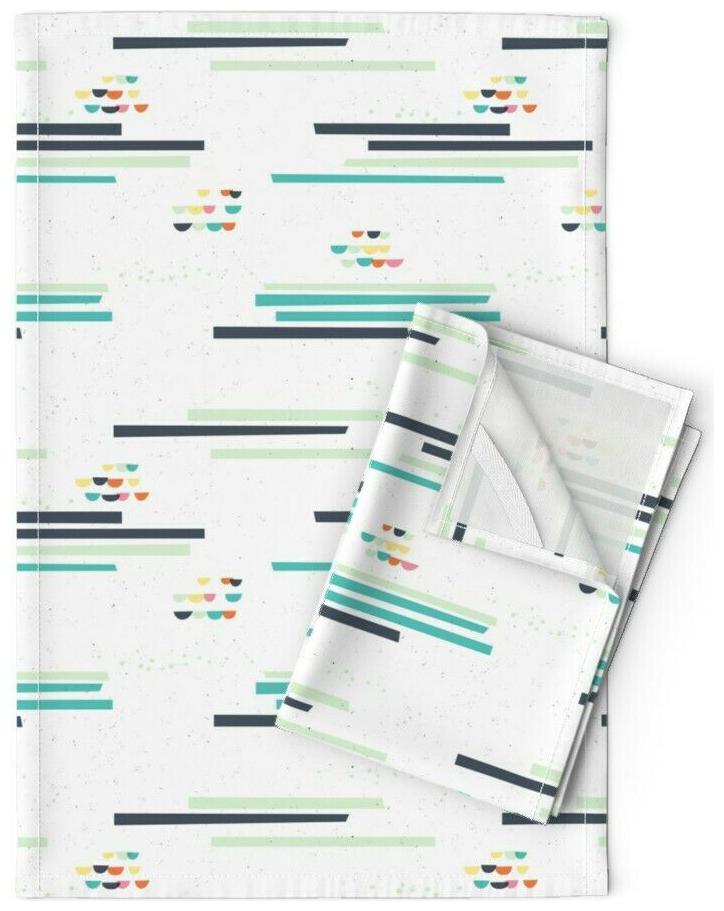 

Mid Century Modern Geometric Linen Cotton Tea Towels by Roostery Set of 2