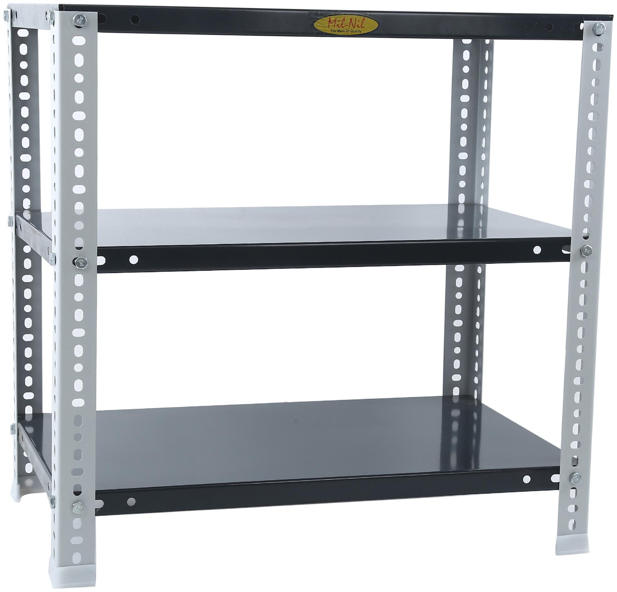 

Mil-Nil Prime CRC Sheet 3 Shelf Multipurpose Slotted Angle Rack 24 x 24 x 15 Inch 24 Gauge Grey Havels(Powder Coating)