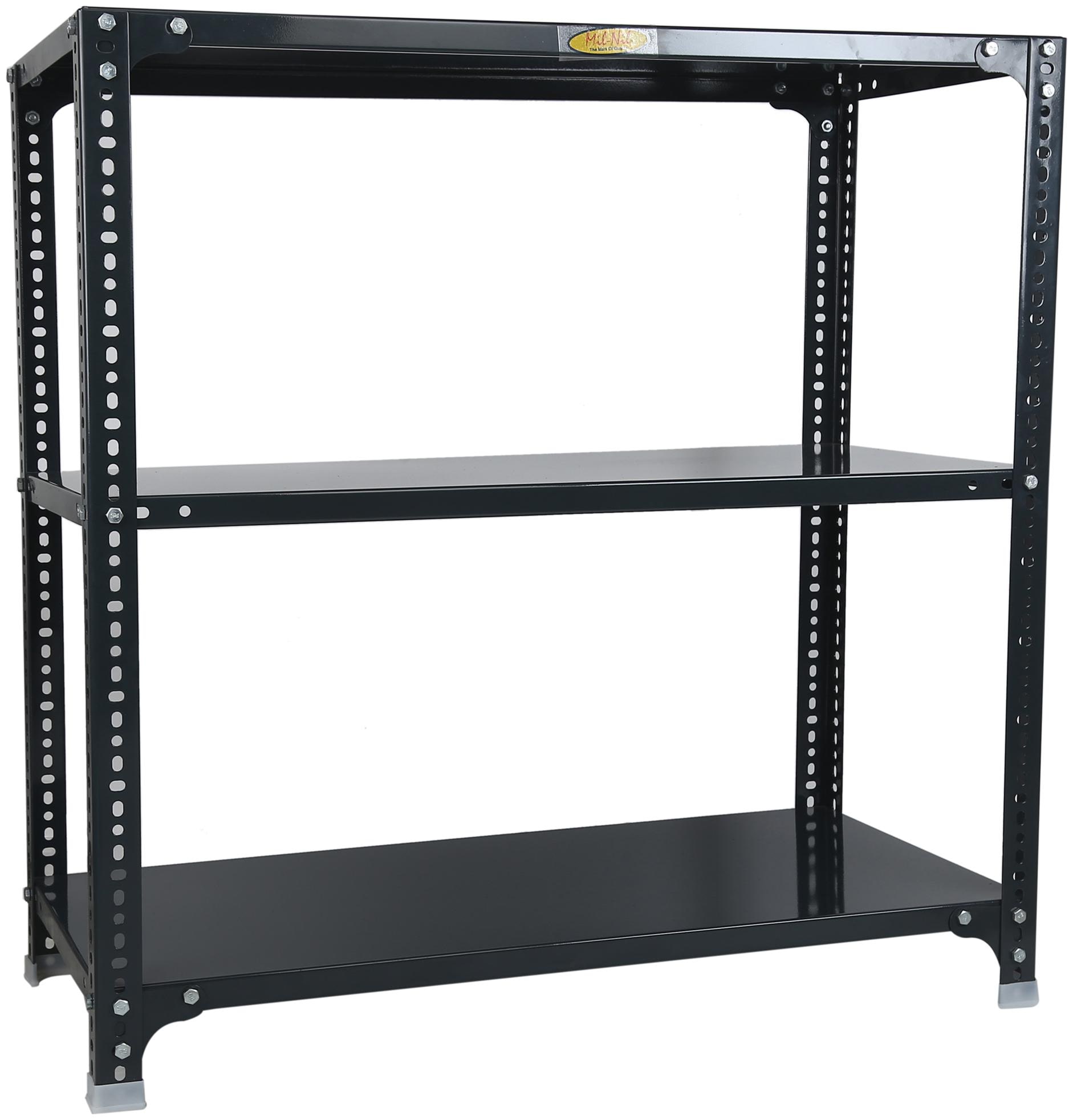 

Mil-Nil Prime CRC Sheet 3 Shelf Multipurpose Slotted Angle Rack 36 x 36 x 18 Inch 22 Gauge (Grey)