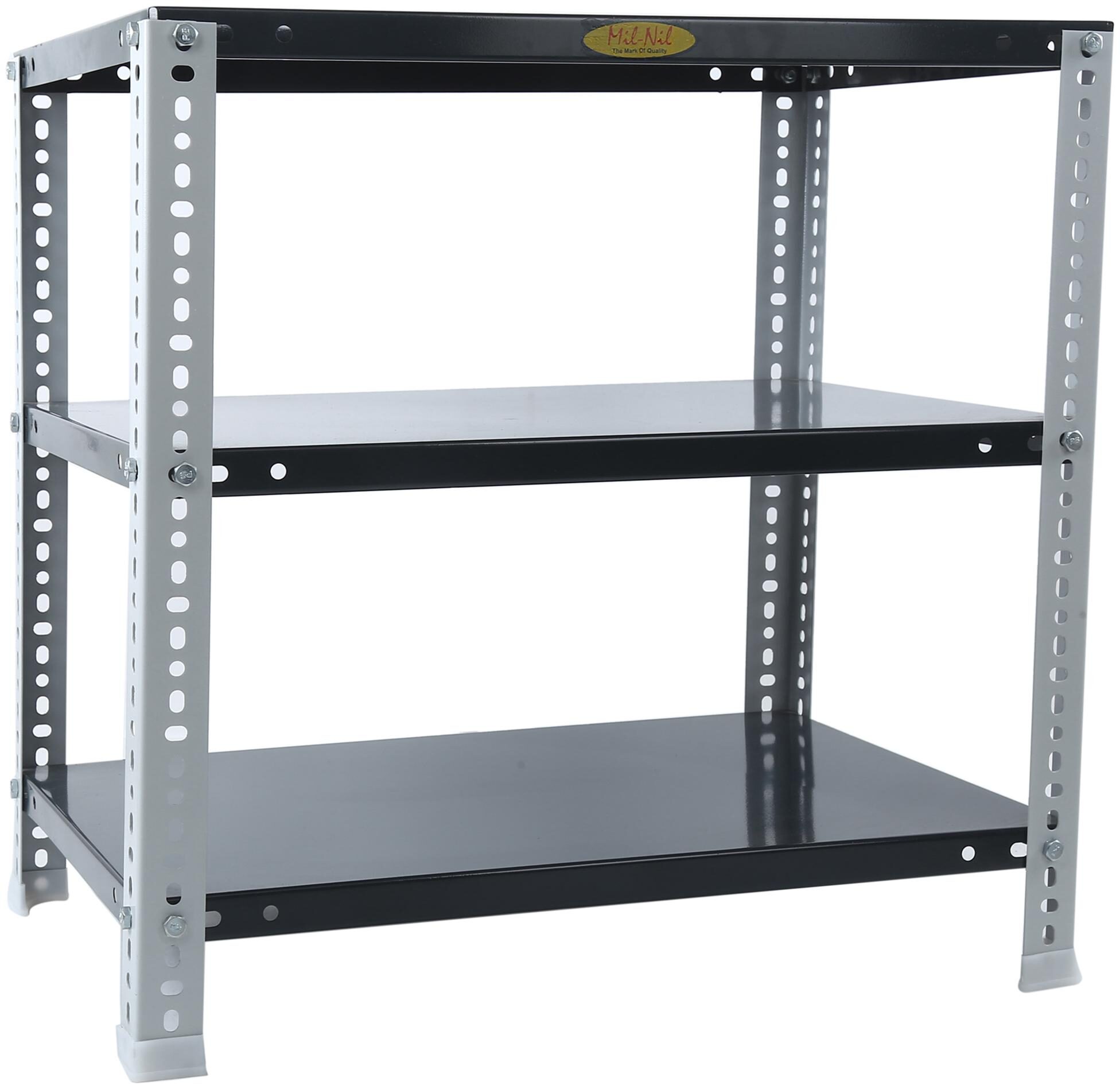 

Mil-Nil Prime CRC Sheet 3 Shelf Multipurpose Slotted Angle Rack 24 x 24 x 18 Inch 24 Gauge Grey Havels(Powder Coating)