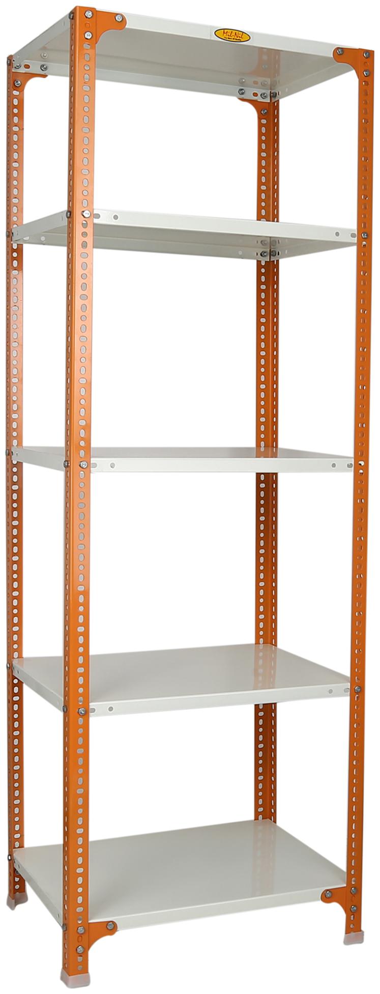 

Mil-Nil Prime CRC Sheet 5 Shelf Multipurpose Slotted Angle Rack 72 x 24 x 18 Inch 24 Gauge (Orange-Ivory) Powder Coating