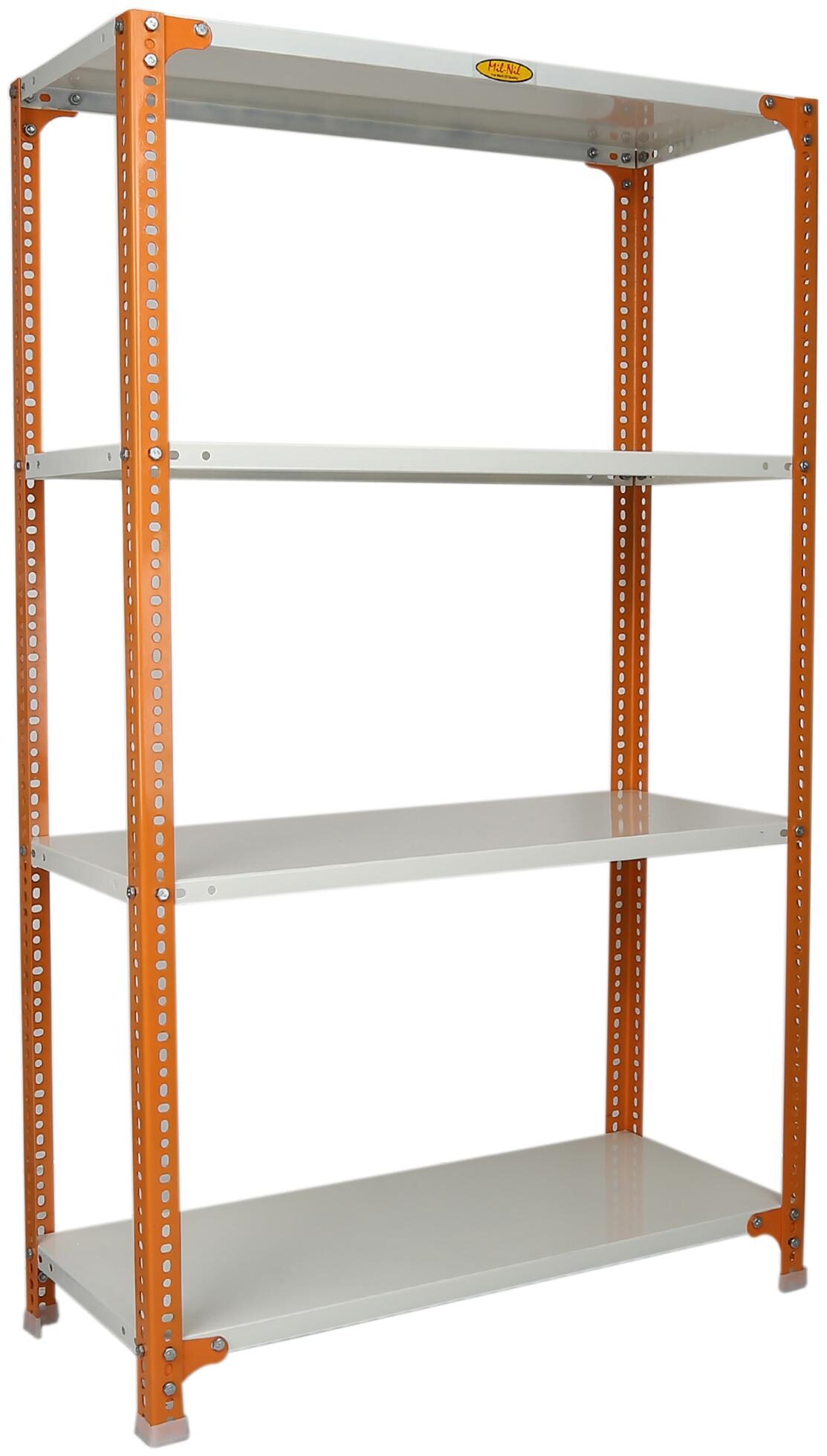

Mil-Nil Prime CRC Sheet 4 Shelf Multipurpose Slotted Angle Rack 60 x 36 x 15 Inch 20 Gauge (Orange-Ivory) Powder Coating
