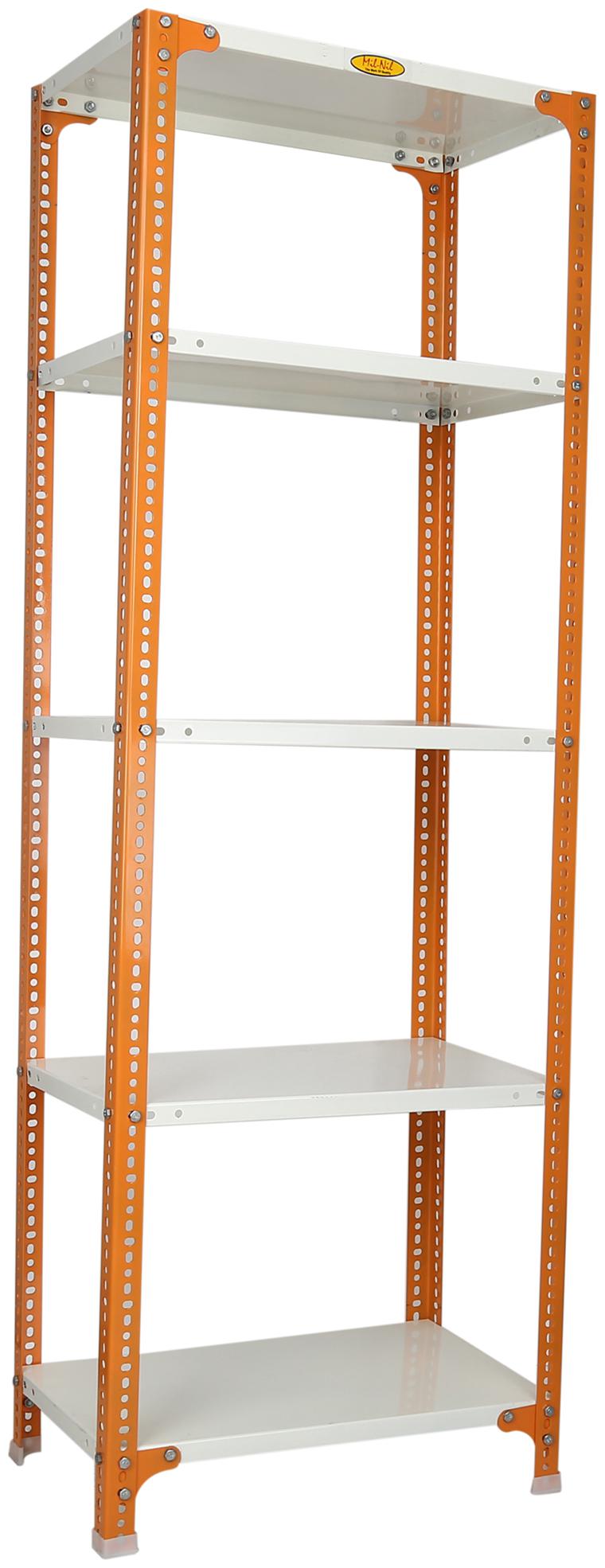 

Mil-Nil Prime CRC Sheet 5 Shelf Multipurpose Slotted Angle Rack 72 x 24 x 15 Inch 24 Gauge (Orange-Ivory) Powder Coating