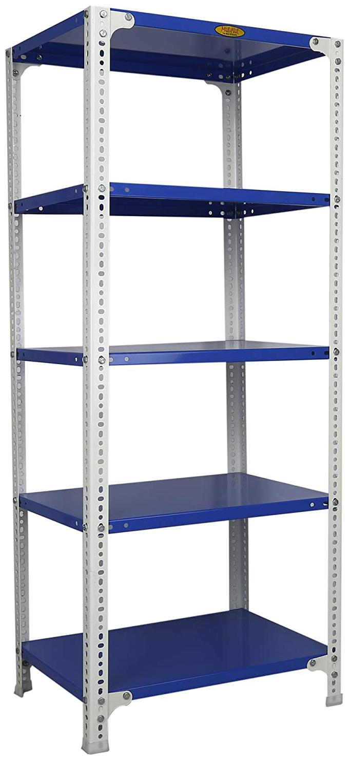 

Mil-Nil Prime CRC Sheet 5 Shelf Multipurpose Slotted Angle Rack 60 x 24 x 18 Inch 24 Gauge (Blue-White) Powder Coating