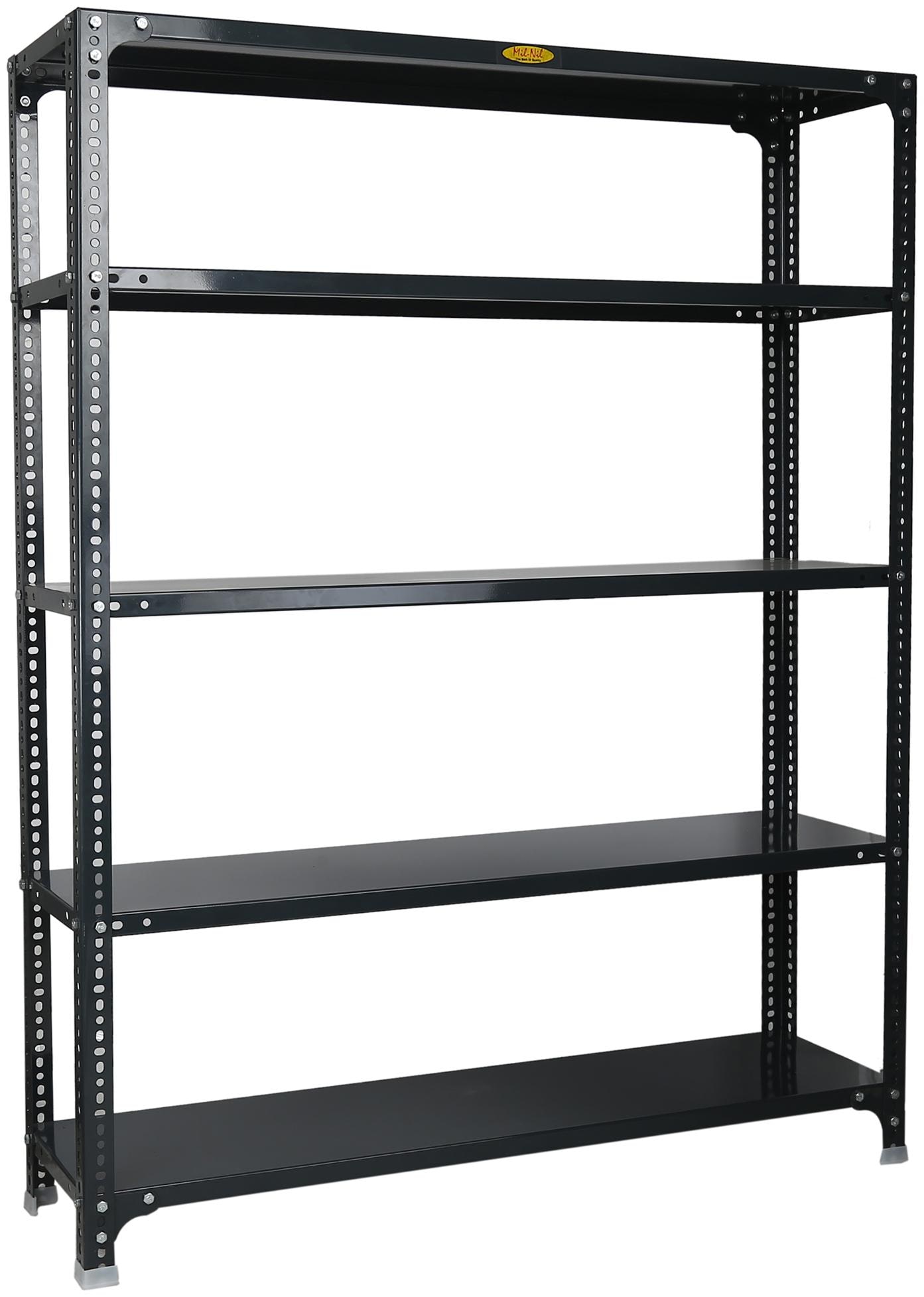 

Mil-Nil Prime CRC Sheet 5 Shelf Multipurpose Slotted Angle Rack 60 x 47 x 12 Inch 20 Gauge (Grey)