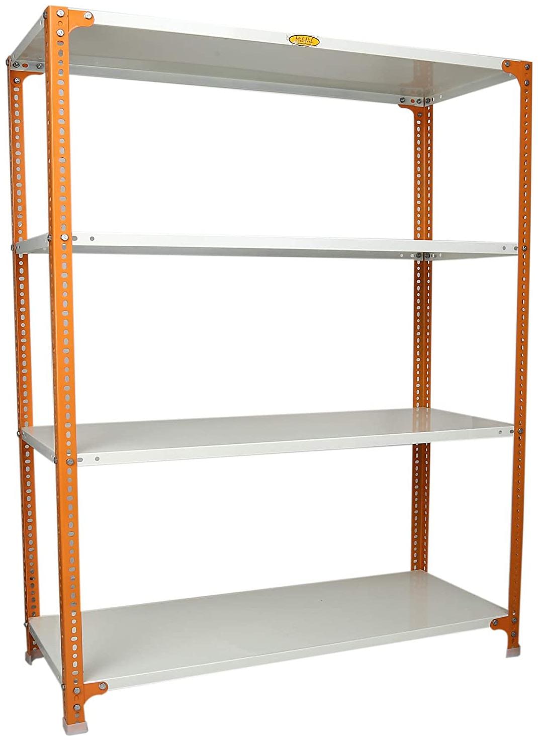

Mil-Nil Prime CRC Sheet 4 Shelf Multipurpose Slotted Angle Rack 60 x 47 x 24 Inch 18 Gauge (Orange-Ivory) Powder Coating